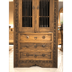 Metal Factory Industrial Indian Solid Wood & Metal Cabinet Bookshelf B13