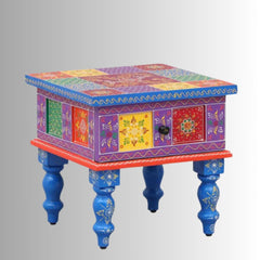 Pandora Hand Painted Multicolored Wooden Side Table