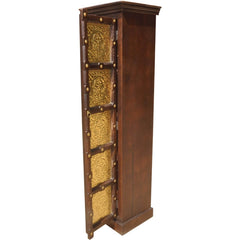 Brasswork Single Door Tall Cabinet with 1 door Embossed Brass