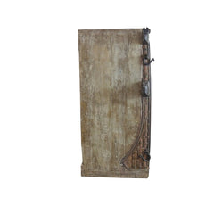 Indian Hand Carved Rustic Wood & Metal Bar Cabinet B2