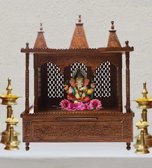 Sheesham Wood Handmade Mandir Home Temple In Brown