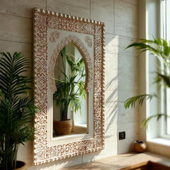 Vintage Arch Hand Carved Wooden Wall Mirror 82