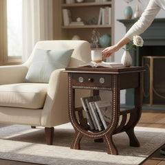 Hand Carved Solid Wood Side Table 51