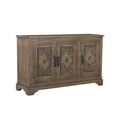 Indian Handmade Solid Wood 3 Door Carved Sideboard