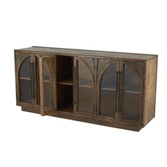 Indian Handmade Mango Classic Wood Glass Door Sideboard A3