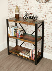 Aspen Reclaimed Wood Industrial Small Bookshelf Book Case 90x40x90cm