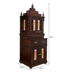 Large Sized Handmade Sheesham Wood Home Temple In Brown