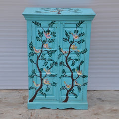 Pandora Hand Painted Cabinet Blue Birds Floral