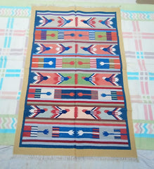 Kilim Wool Handwoven Cotton Dhurrie Durry Rug Jute Floor Covering Pattern 6