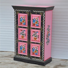 Pandora Hand Painted Cabinet Black Pink Floral