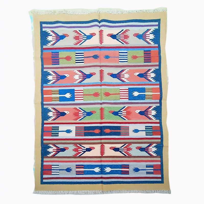 Kilim Wool Handwoven Cotton Dhurrie Durry Rug Jute Floor Covering Pattern 6