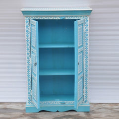 Bone Inlay Star Geometrical pattern Cabinet Blue