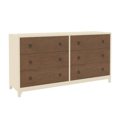 Blanc Indian Solid Wood Two Tone Bedroom Dresser With 6 Drawers