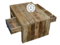 Lava Industrial Indian Solid Wood Coffee Table With Drawers Natural