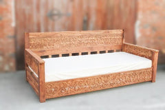 Hand Carved Indian Solid Mango Wood Daybed