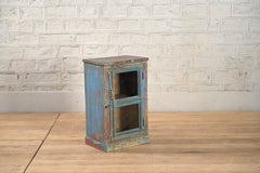 Vintage Reclaimed Wood Rustic Glass Door Cabinet