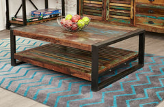 Aspen Reclaimed Wood Industrial 1 shelf slatted Coffee Table