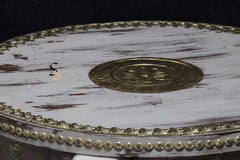 Indian Hand Painted Carved Brass Work Solid Wood Coffee Table C140