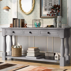 French Provincial Style Pillar Console Table Grey