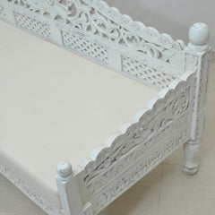 Mughal Garden Hand Carved Balinese Daybed White L