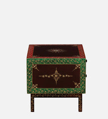 Shanti Surprise Hand Painted Solid Wood Bedside Table In MultiColour