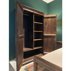 Indian Hand Carved Solid Wooden Cupboard Wardrobe D40