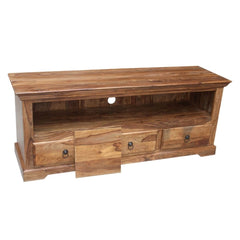 Indian Solid Wood TV Unit With 3 Drawers Natural 150 x 45 x 60 Cm