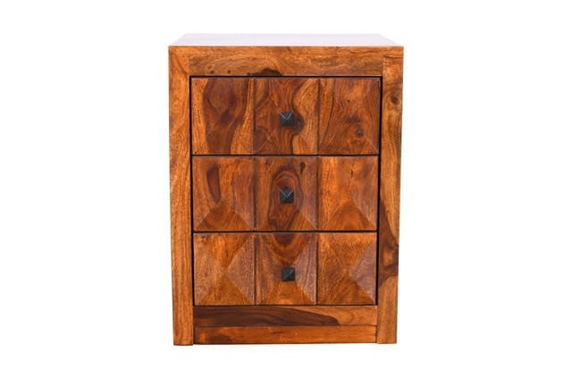 Diamond Indian Sheesham Solid Wood Bedside Cabinet 45x40x60cm