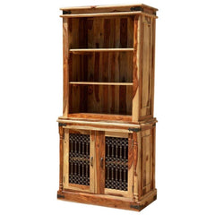 Shreveport 3 Open Shelf Rustic Solid Wood Office Bookcase Hutch