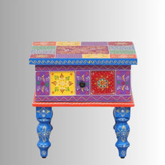 Pandora Hand Painted Multicolored Wooden Side Table