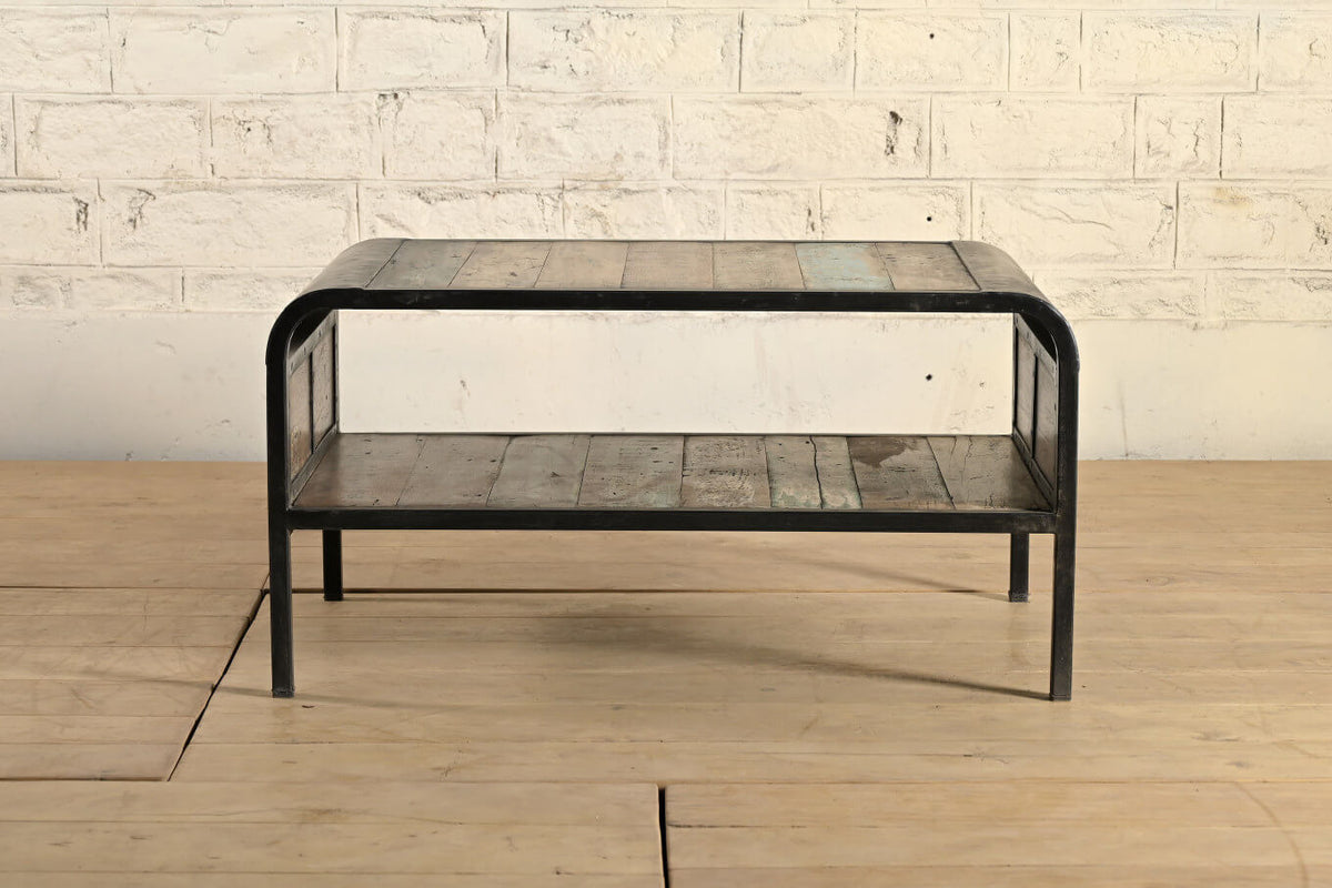 Indian Metal and Reclaimed Wood Coffee Table