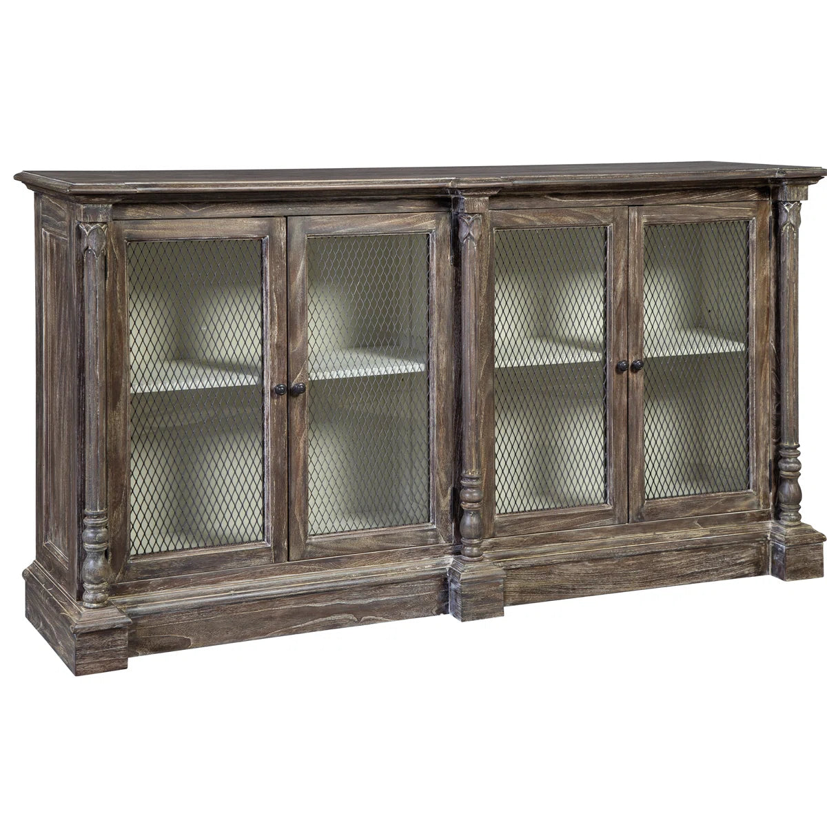 Angle Handmade Solid Wood & Metal Jali Door Sideboard A4