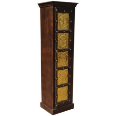 Brasswork Single Door Tall Cabinet with 1 door Embossed Brass