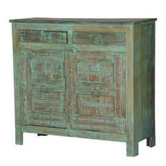 Antique Old Door Solid Wood Sideboard Rustic Green