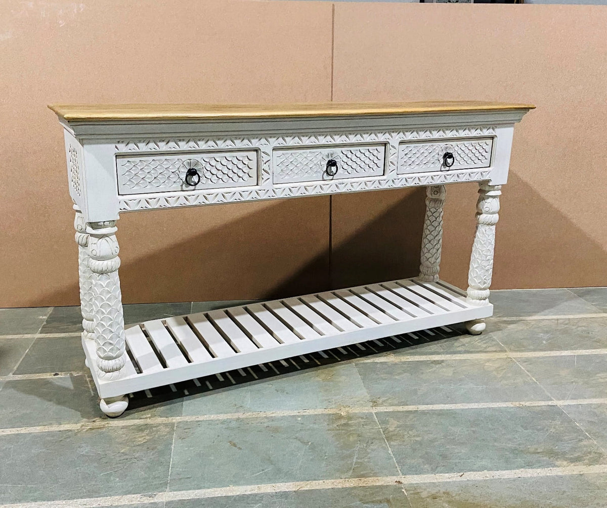 Blanc Wooden Entryway Console Table White