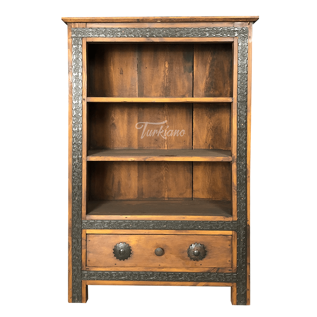 Metal Factory Industrial Indian Solid Wood & Metal Bookshelf B14