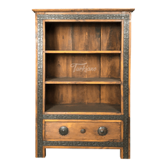 Metal Factory Industrial Indian Solid Wood & Metal Bookshelf B14