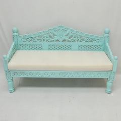 Mughal Garden Hand Carved Balinese Daybed Turquoise M