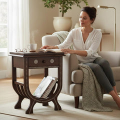 Hand Carved Solid Wood Side Table 51