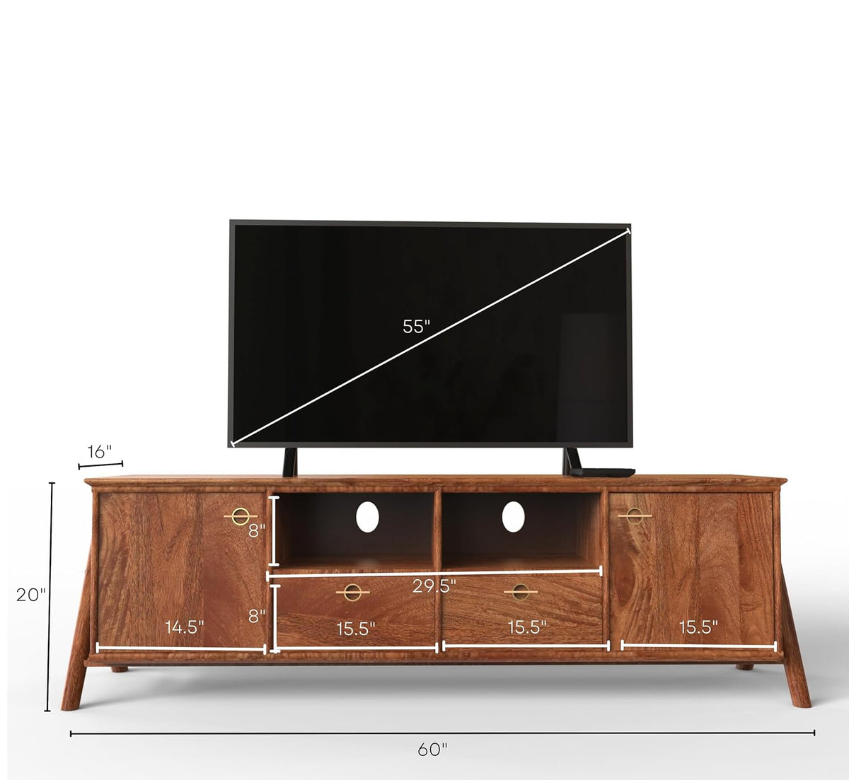 Corsic Mile Mango Wood  Console Movable TV Unit  Honey Gold