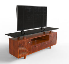 Corsica Mango Wood Console Movable TV Unit  (Honey Gold and Black)