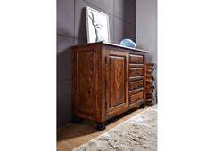 Gfine Sideboard single door and four drawers made of solid Sheesham wood 115x45x90Cm