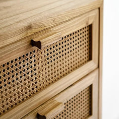 The Gileteen Chest of Drawer (Solid Wood and Cane) Chest of Drawer for Living Room and Kitchen