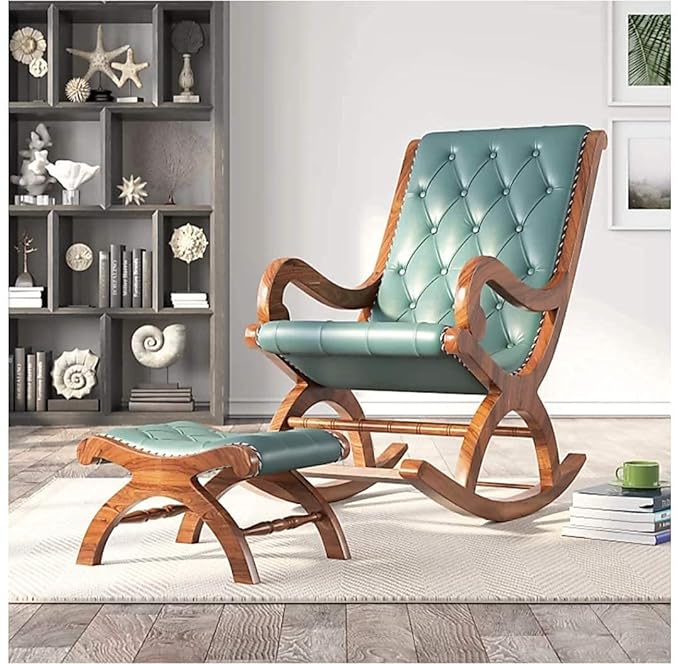 Urban Art Store Rosewood Rocking Chair/Relax Chair For Adults For Home Garden Office in Green