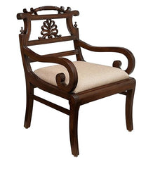 Heritage Heirlooms Sheesham Solid Wood Arm Chair in Walnut Colour