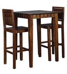 Gfine Bar table set with two chairs made of solid sheesham wood 81x81x101Cm