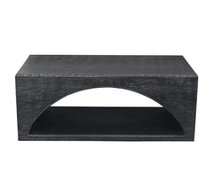 Corsica Solid Wood Coffee Table Arched Centre Table with Storage Compartment Aged Black