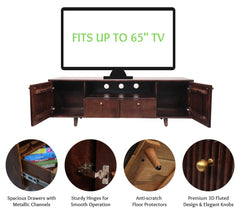 Corsica Sloan Mango Wood TV  Console Movable TV Unit Dark Walnut