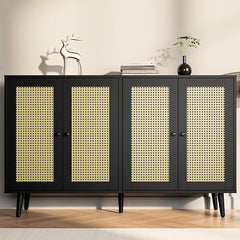 The Gileteen Rattan Buffet Cabinet with Storage 4 Rattan Doors Sideboard