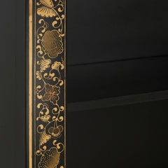 Golden Dragon Oriental Decorated Solid Wood Black Large Bookshelf 80x30x170cm